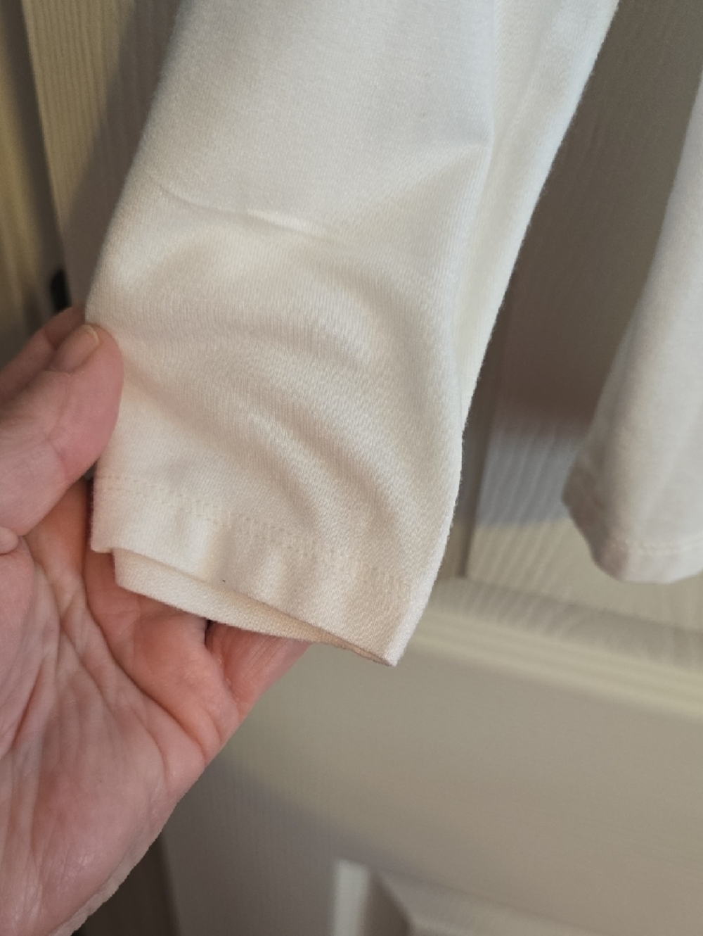 Talbots White Ruffle Henley Long Sleeve Top - Picture 3 of 4